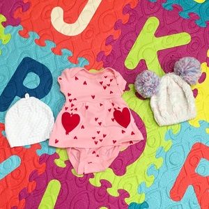 Newborn onesie two hats
